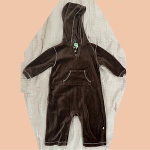 Babystyle Hooded Velour One Piece Bodysuit- Sz 6-12months